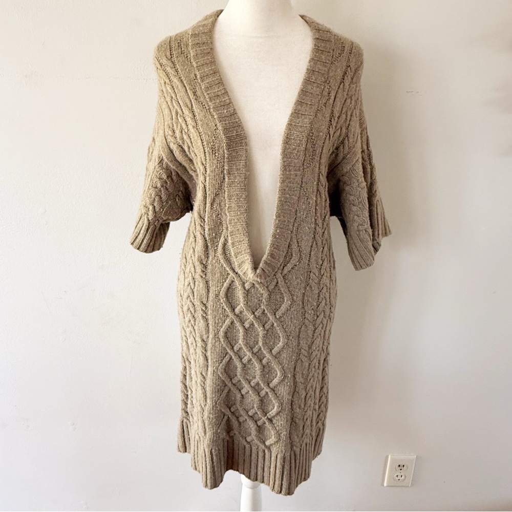Autumn Cashmere Women Cashmere Merino Wool Cable Knit Sweater Tunic Dress Medium